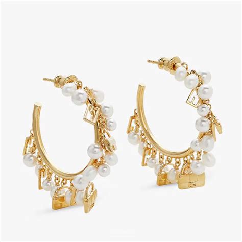 fendi earrings hoops gold|Fendi baguette hoop earrings.